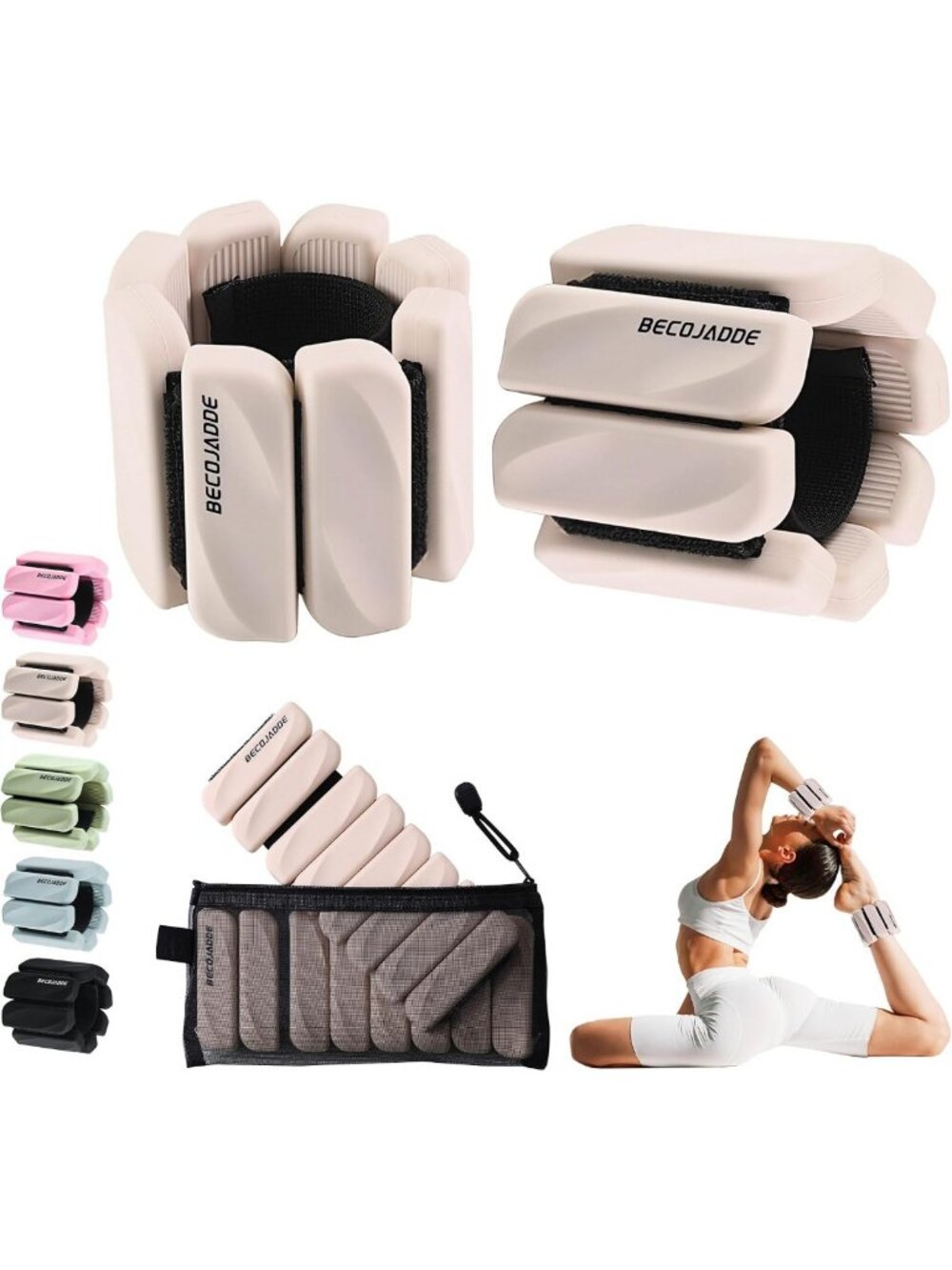 Adjustable Ankle Weights Set of 2 (1 lb/2 lb) for Home Gym, Walking, Yoga
